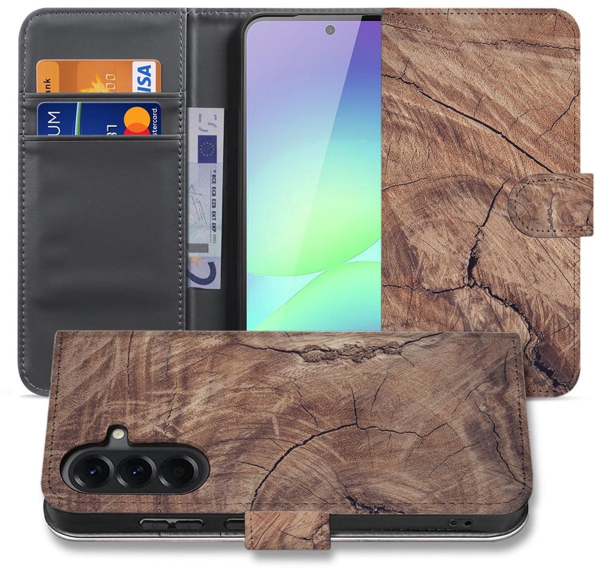 Bookcase Hoesje Samsung Galaxy A37 Boomstam Bruin met Pasjeshouder