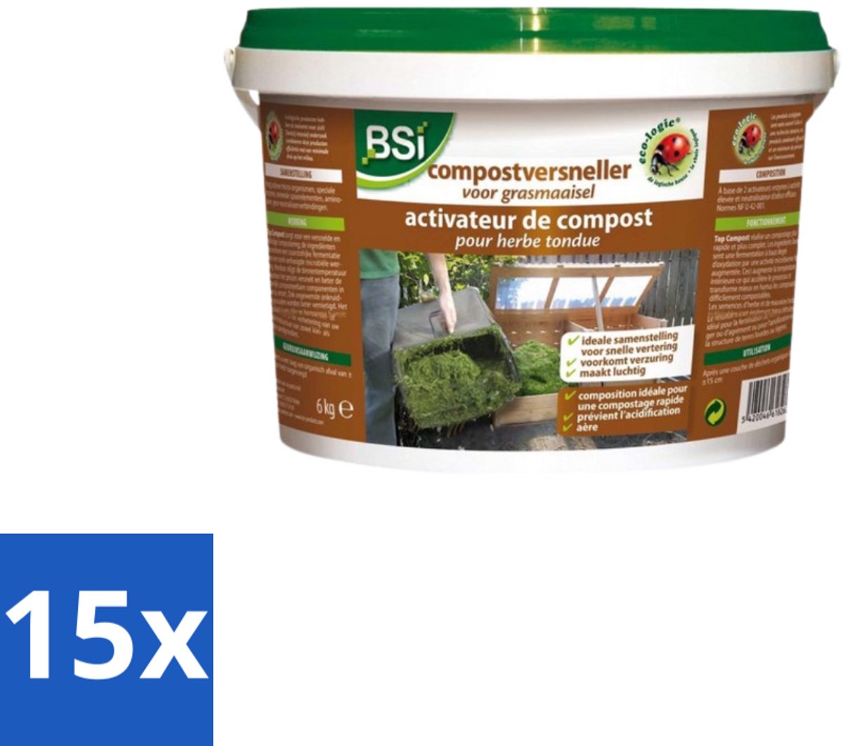 BSI – Compostversneller – Voor Grasmaaisel – 6 kg - Bulkverpakking - 15 stuks