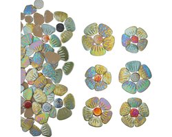 Mozaïektegels Bloemblaadjes Bladeren - Keramische Tegels Bloemvorm - DIY Decoratie Projecten - Iriserende Afwerking Kleurverandering - Gemengde Maten - Groen