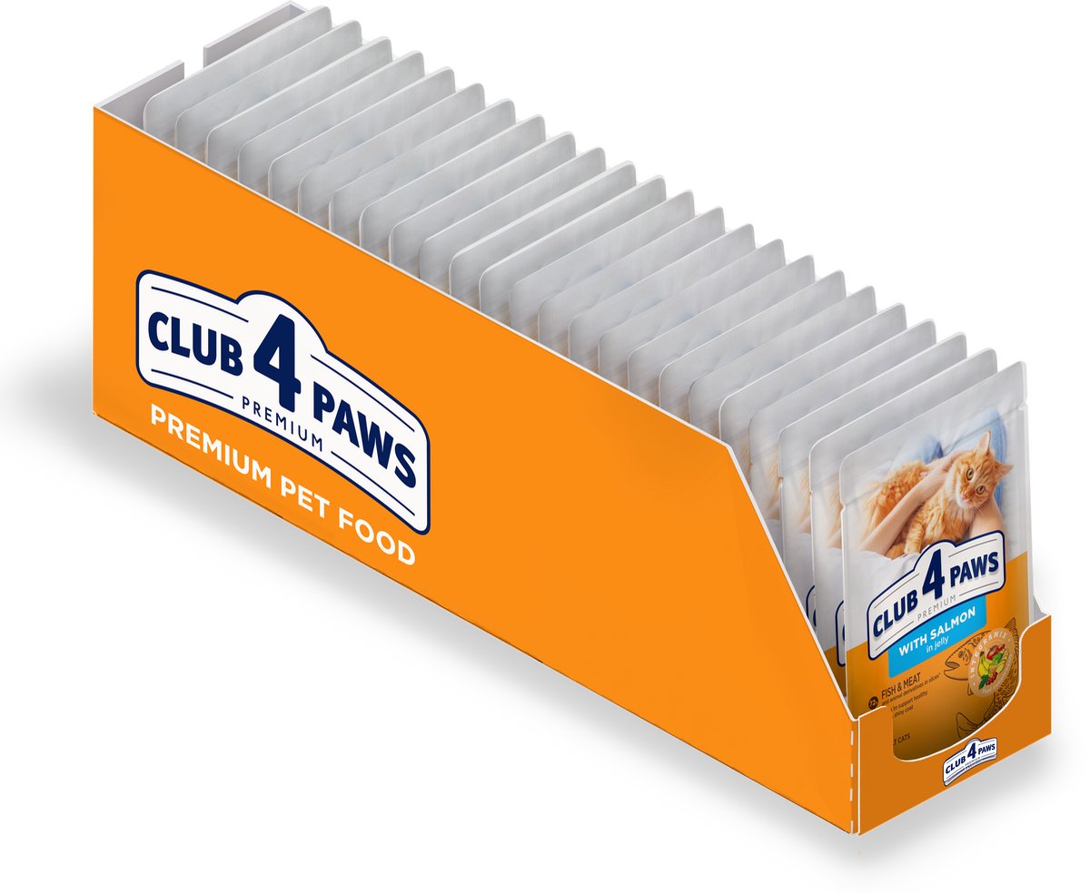 CLUB 4 PAWS Premium volwassen kat natvoer met zalm in gelei - 24x 85g