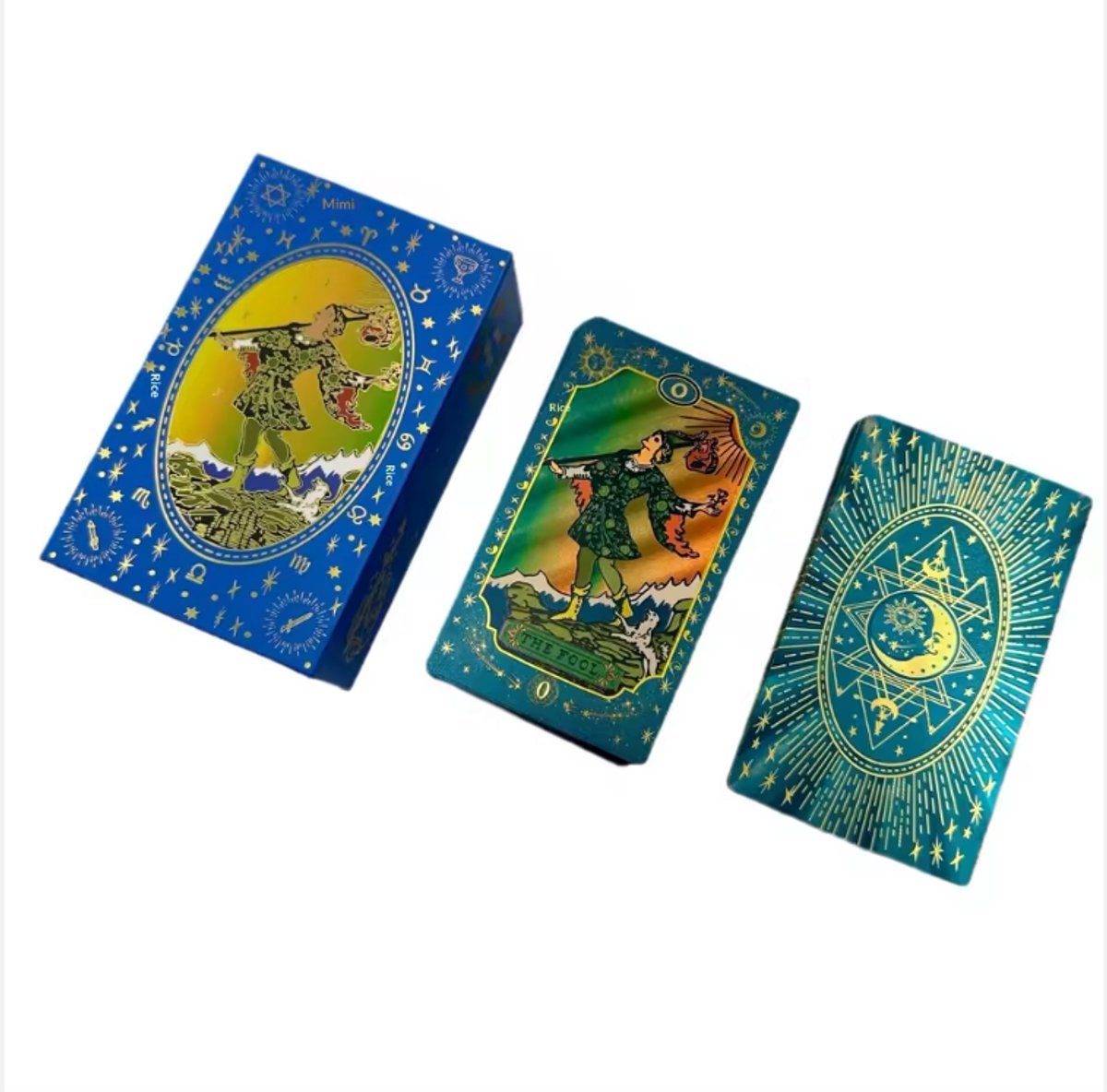 Blauwe Tarot kaarten in Luxe Doos - Blauw Folie tarotdeck met gids