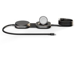 ZENS Pro 3 USB-C naar USB-C 140W Kabel met Qi2, MagSafe en Watch Oplader Zwart