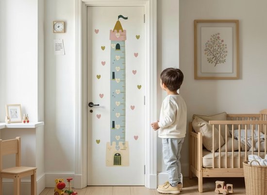 Groeimeter Muursticker Kinderkamer – Kasteel Design – Meetlat Kinderen 50-160 cm – Verwijderbaar – Babykamer Wanddecoratie – Zelfklevend