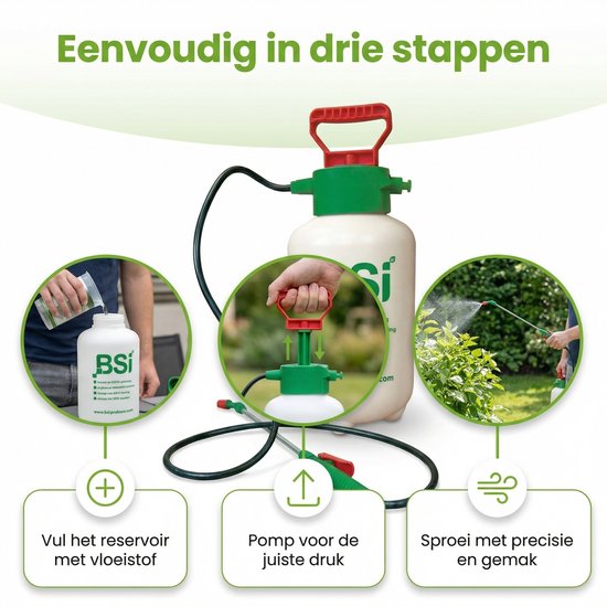 1 x BSI - Drukspuit - Wit/Groen - 5 L - Drukspuit 5 L - Tuinonderhoud - Reiniging - Tuinmeubelen - Terras van Merkloos	 — afbeelding 3
