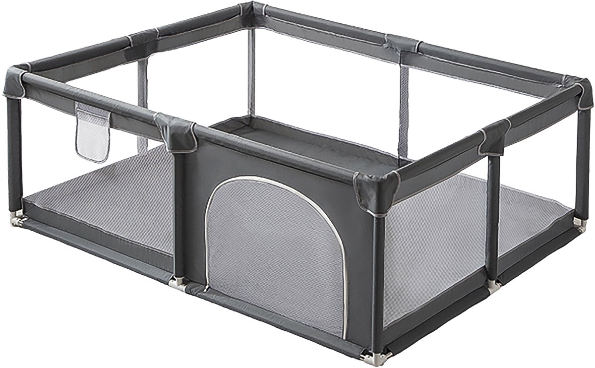 Grondbox Baby - 120 * 120 cm - Speelbox - Kinderbox - Babybox - Playpen - Inklapbaar - Grijs - Voor Binnen en Buiten