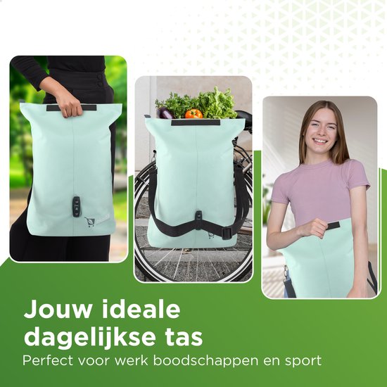 Ekostar® - Fietstas enkel - Shopper tas met rits - 16 liter - Mint van Ekostar — afbeelding 5