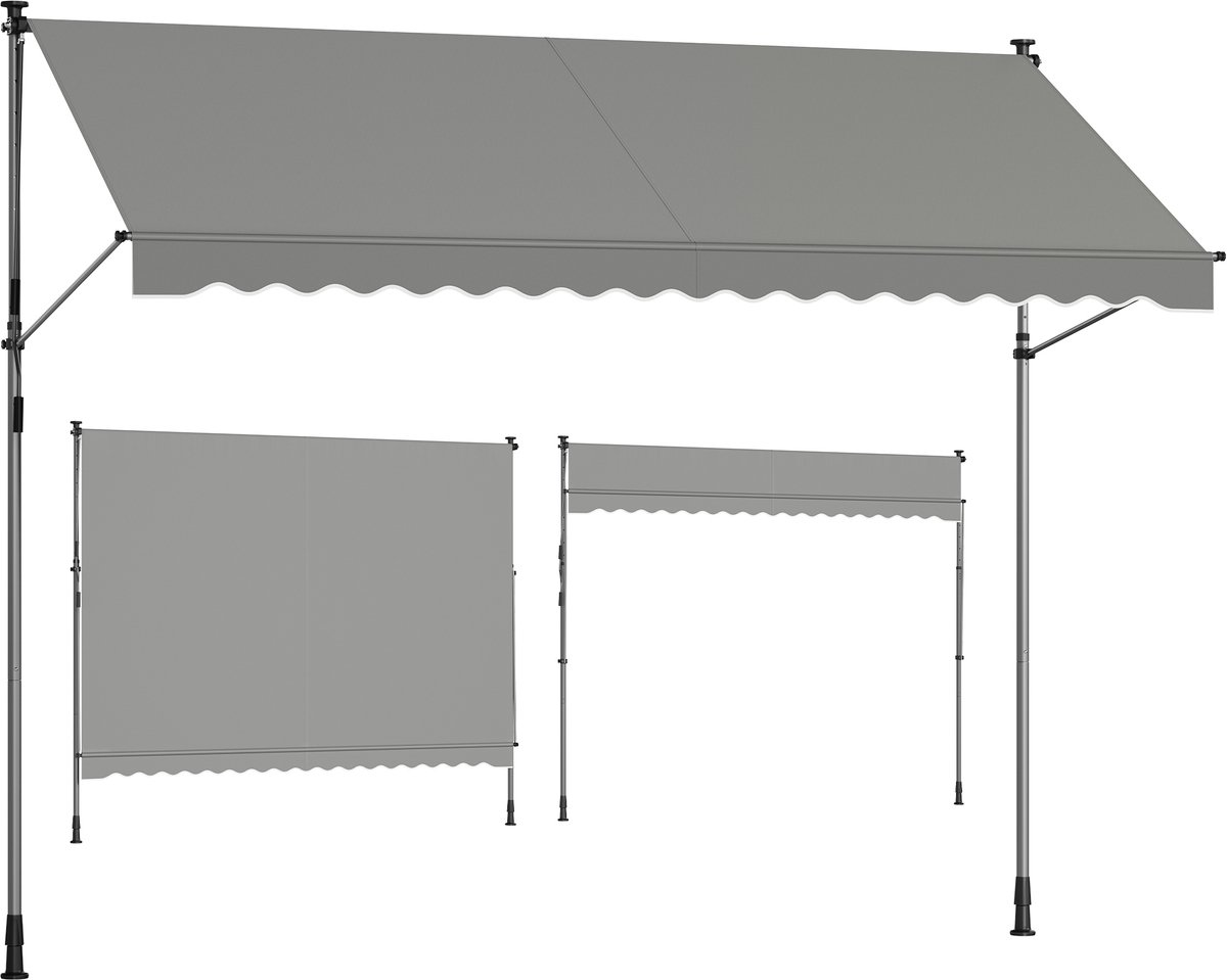 SONGMICS - Zonnescherm - Balkon Zonnescherm met Handmatige Sluiting - Hoogte Verstelbaar - Voor Balkon Terras Tuin