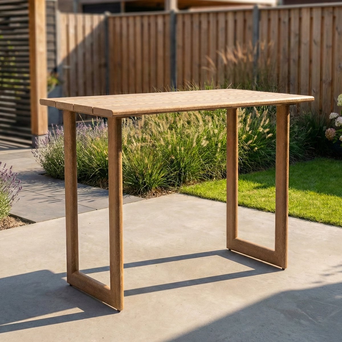 Sens-Line Table de bar Santiago 140cm Aluminium aspect bois