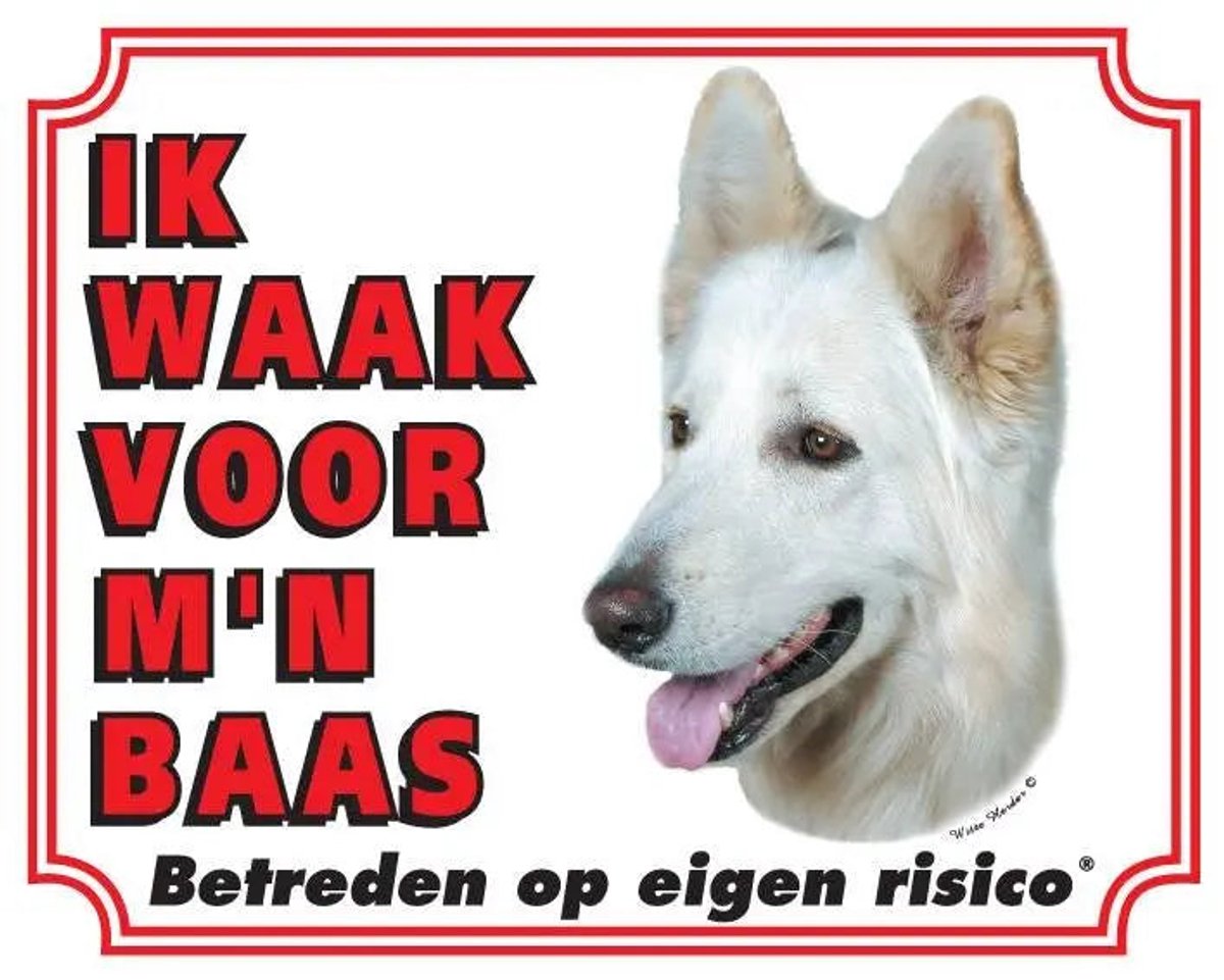 Witte Herder Waakbord - 20 x 25 cm