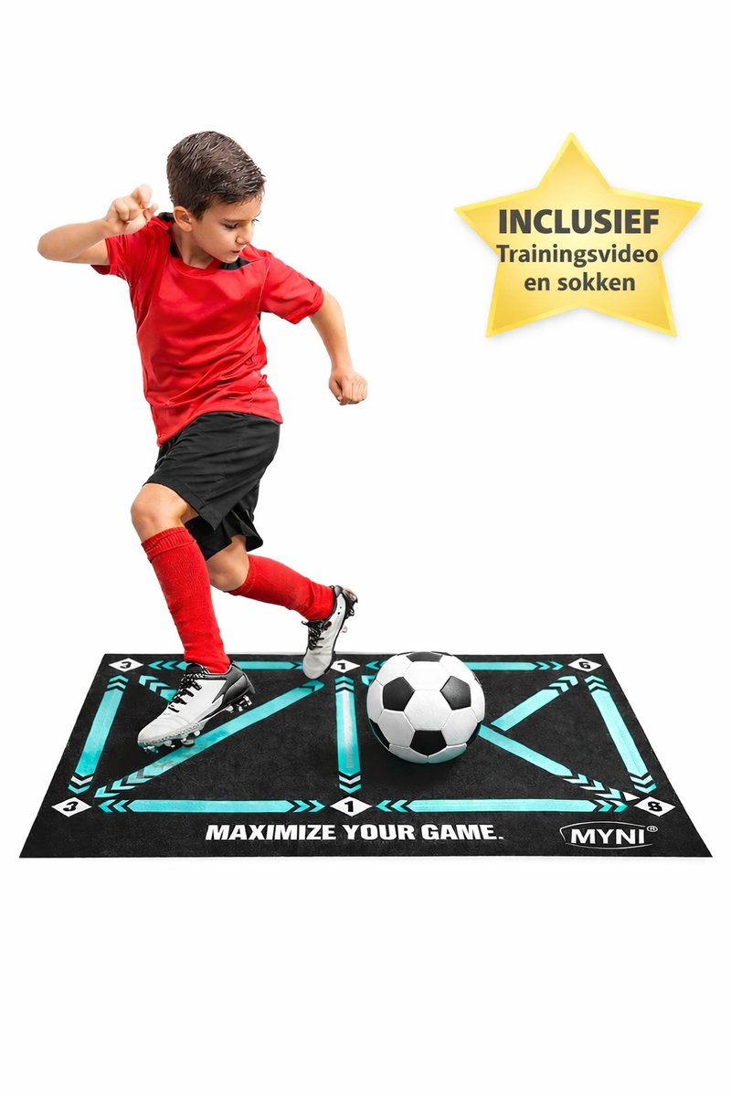 Voetbal Trainingsmat - Dribbelmat - Voetbal Training Mat met Sokken - Voetbaltrainingsmateriaal - Voetbal Trainingsmateriaal - Voetbal Training - Voetbal Spullen - VoetbalDribbelen - Incl. trainingsvideo en sokken - 90x60 cm - Opvouwbaar