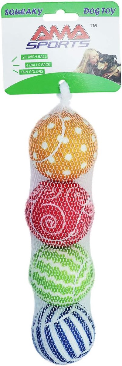 Geluidmakende Speelgoedballen - Fluitballen Honden - Interactief Spel - Set van 4 Stuks - 25 Inch - Meerkleurig