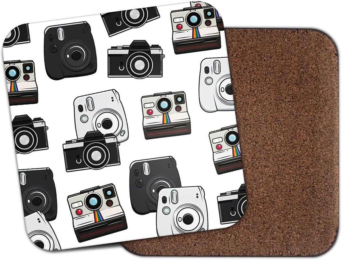 Vierkante Onderzetter - Camera Onderzetter - Dranken Beschermen - Uniek Fotografie Design - 10x10 cm - Zwart Wit