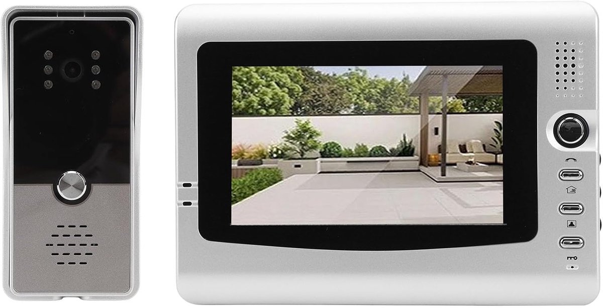 Video Intercom Systeem - Videodeurbel Kit - Beveiliging Thuis - IR Nachtzicht - 7 inch Monitor - Zilver Zwart