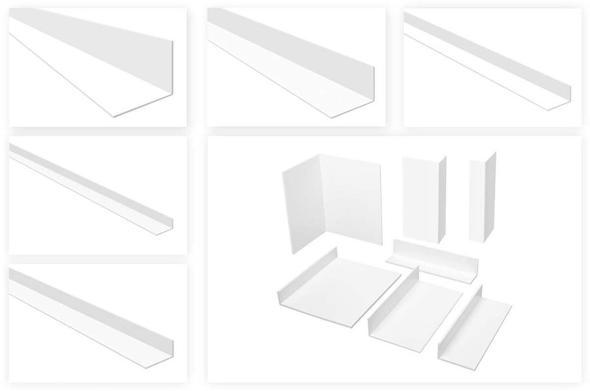 Hoekprofiel ongelijk - PVC Kunststof Lijst - Afwerking Voegen - UV Weerbestendig - 160x80mm 3mm - Wit