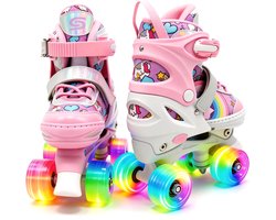Suotu Verstelbare Rolschaatsen met Lichtgevende Wielen - Maat 29-32 - Roze