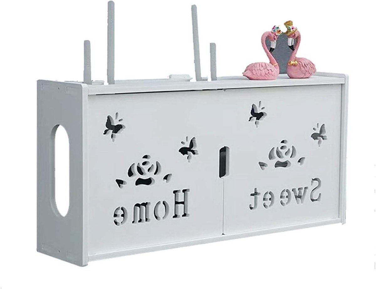 Router Opbergdoos - Kabel Organizer - Thuis Netwerk - Warmteafvoer Ontwerp - 48x24x12 cm - Wit