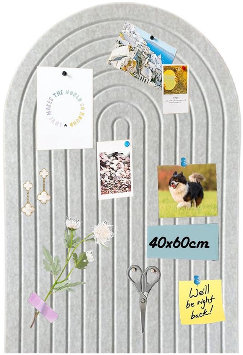Decoratief Viltbord - Kurken Prikbord - Multifunctioneel - Visionboard -Inclusief Punaises - voor School, Thuis, Keuken, Kantoorwanden - 40x60cm - Lichte Kameel
