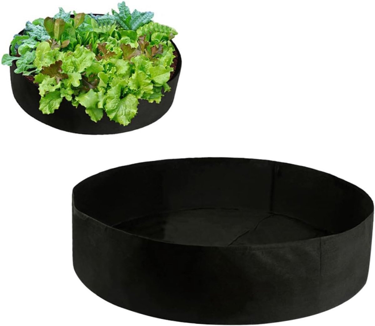 Ronde Vilt Plantzak - Herbruikbare Kweekzak - Binnen Buiten Planten - Ademend Materiaal - 60x20cm - Zwart