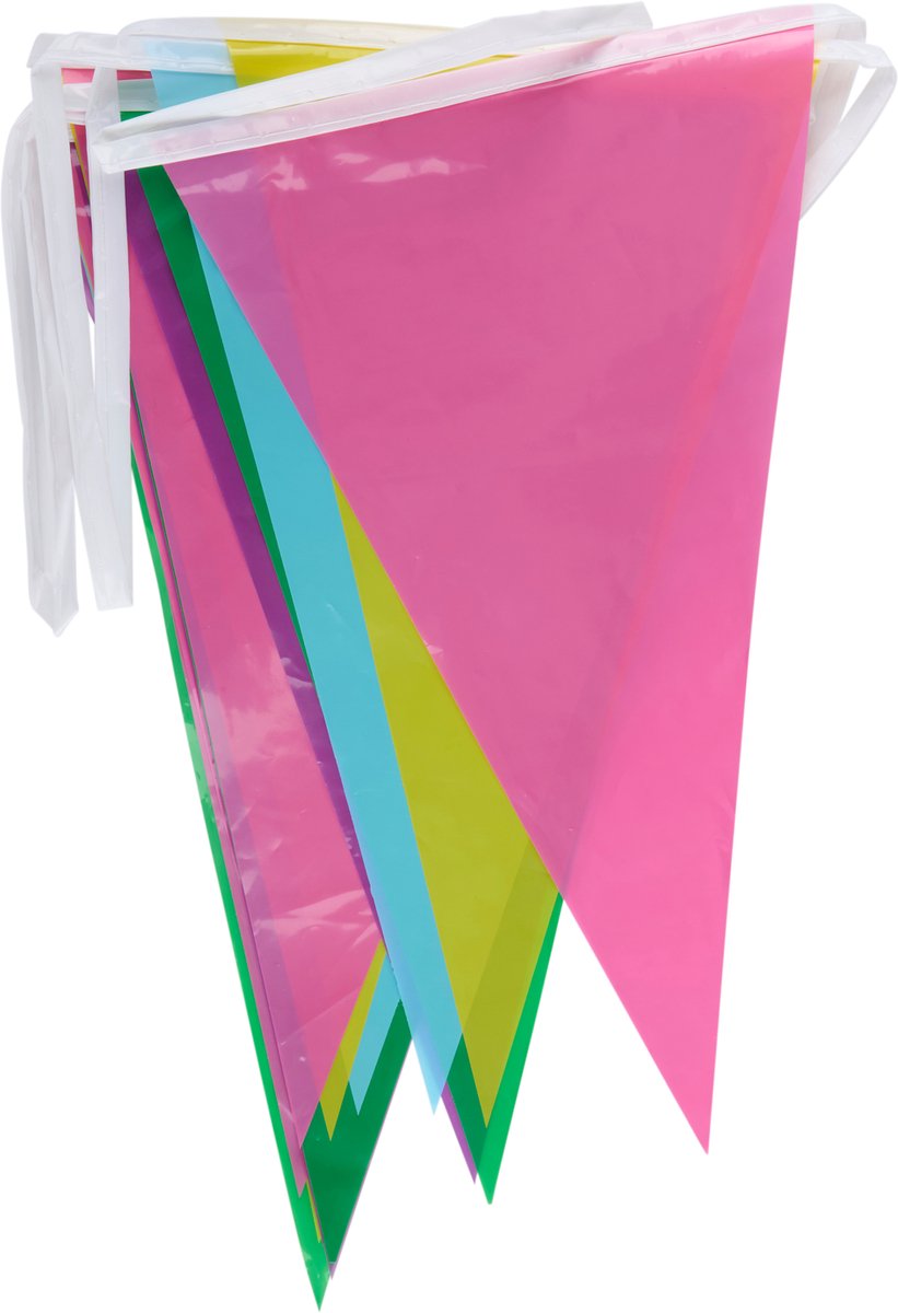 No Brand Vlaggenlijn 8 Meter - 20 Gekleurde Vlaggen - Slinger voor Binnen en Buiten - Feestdecoratie voor Verjaardag, Feest of Evenement - Gemaakt van PVC - Eenvoudig op te hangen - Meerkleurig
