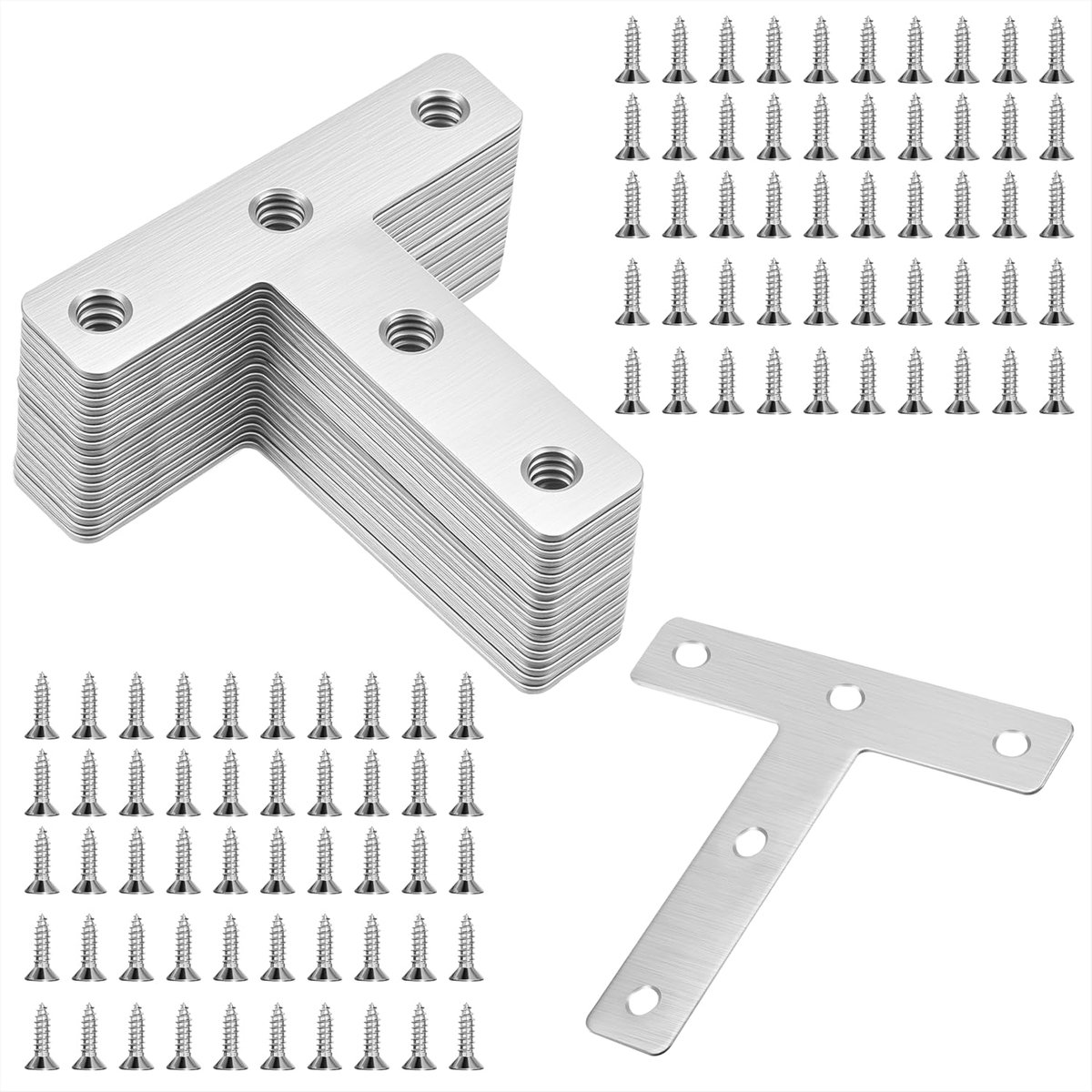 Hoekverbinders - Platte hoeken - Meubel reparatie - Set van 20 stuks - 80x80mm - Zilver
