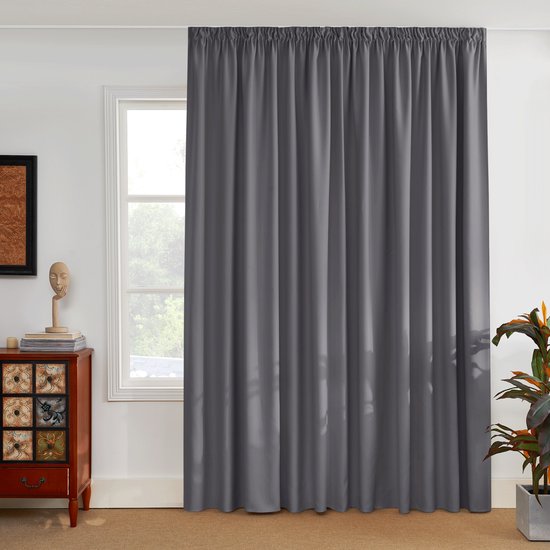 NICETOWN Kant en klaar Gordijn - 90% Verduisterend - Met Plooiband - 300x245 cm - Grijs - 1 Stuk