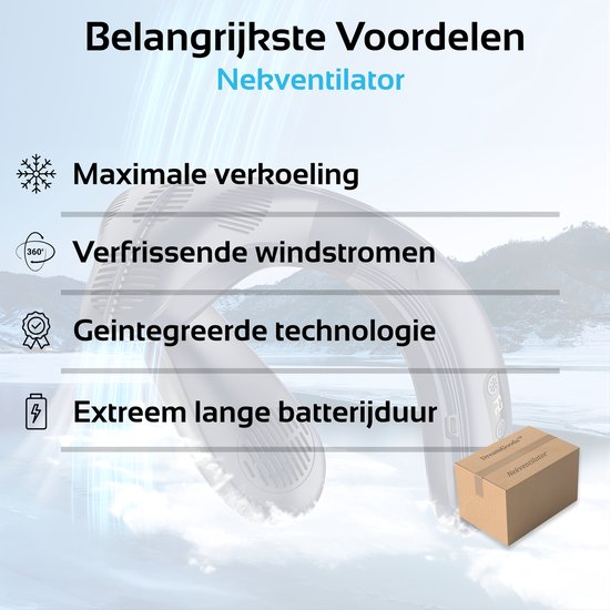 DreamGoods Nek Ventilator met Koeling & Temperatuurregeling - 2026 Pro - NTC-Chip - 6000mAh - Draadloos & Oplaadbaar - Draagbare Mini Ventilator - Nek Fan - Gezichtsventilator - Handventilator - Hals Ventilator - Nekventilator