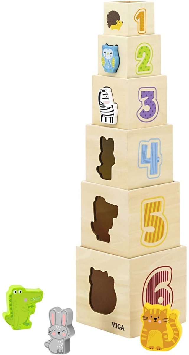Viga Houten Piramide Puzzelblokken Sorteerder Montessori - UNI