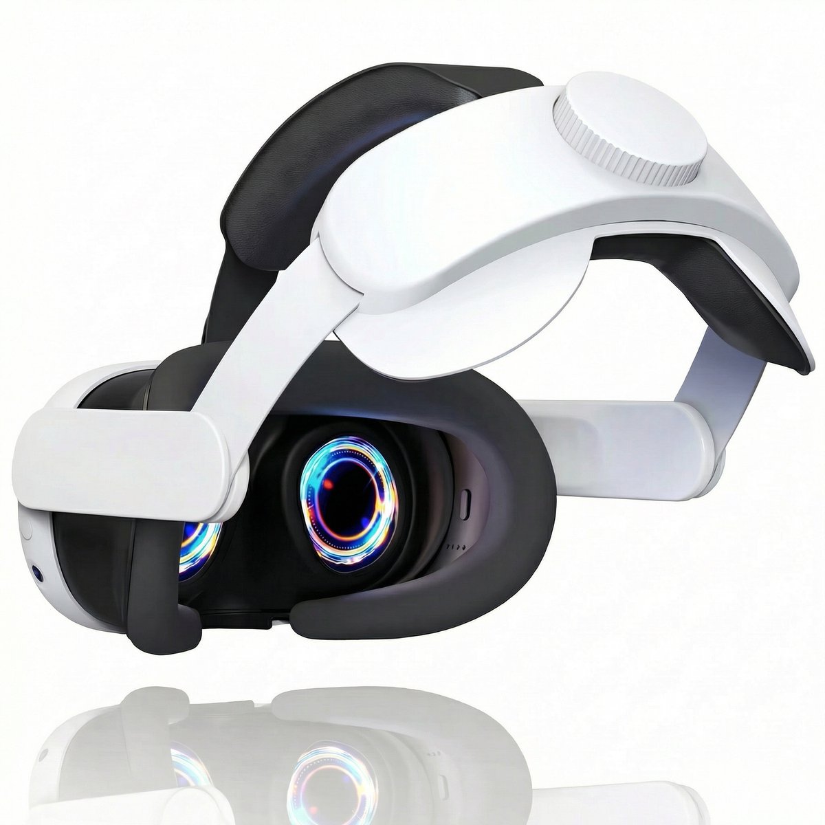 JustValue Elite Strap Met VR Cover Geschikt voor Meta Quest 2 VR bril - Anti Scratch Lens Cover - 3d - Headstrap - Accessoires - Wit