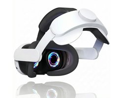 JustValue Elite Strap Met VR Cover Geschikt voor Meta Quest 2 VR bril - Anti Scratch Lens Cover - 3d - Headstrap - Accessoires - Wit