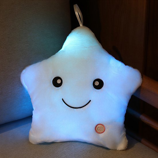 Lichtgevend Kussen Ster • Wit • LED Kussen • Lichtgevende knuffel • Slapen • Kussen met Licht