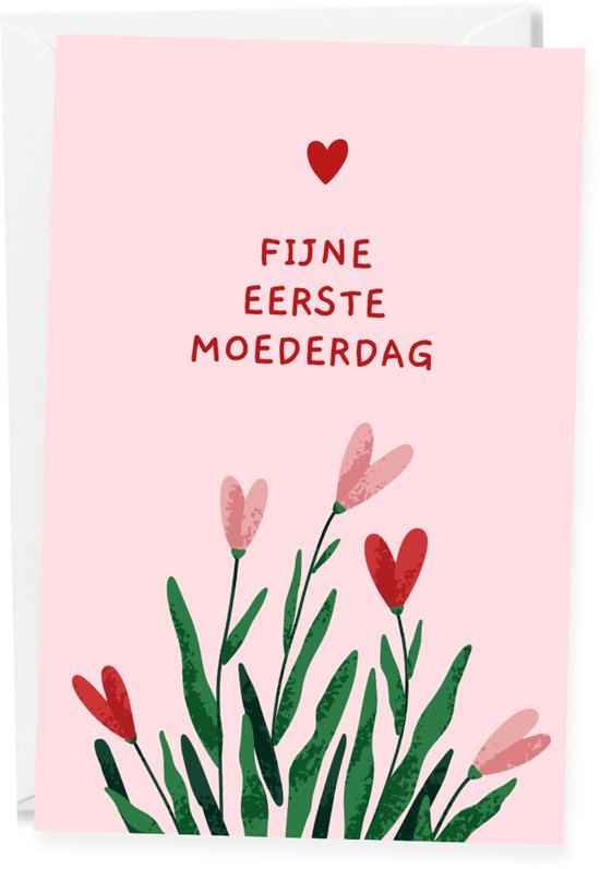 Eerste Moederdag Wenskaart – Felicitatiekaart nieuwe mama / eerste keer moeder - Ansichtkaart - (10x15 cm incl. envelop)