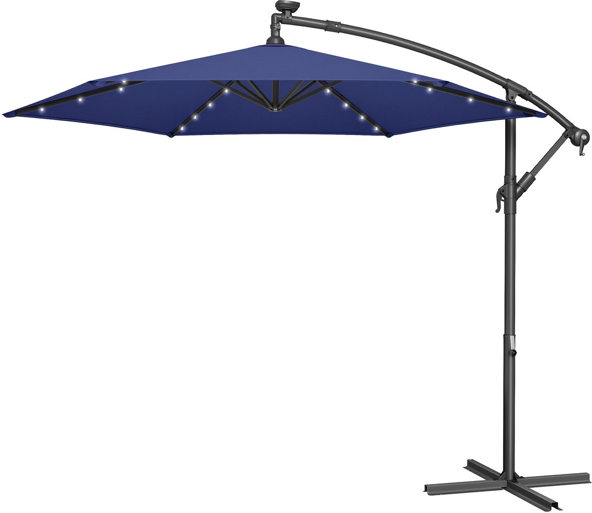 SONGMICS - Parasol - Zweefparasol 300 cm - Met Verlichting - UV-bescherming UPF 50+ - Inclusief Standaard