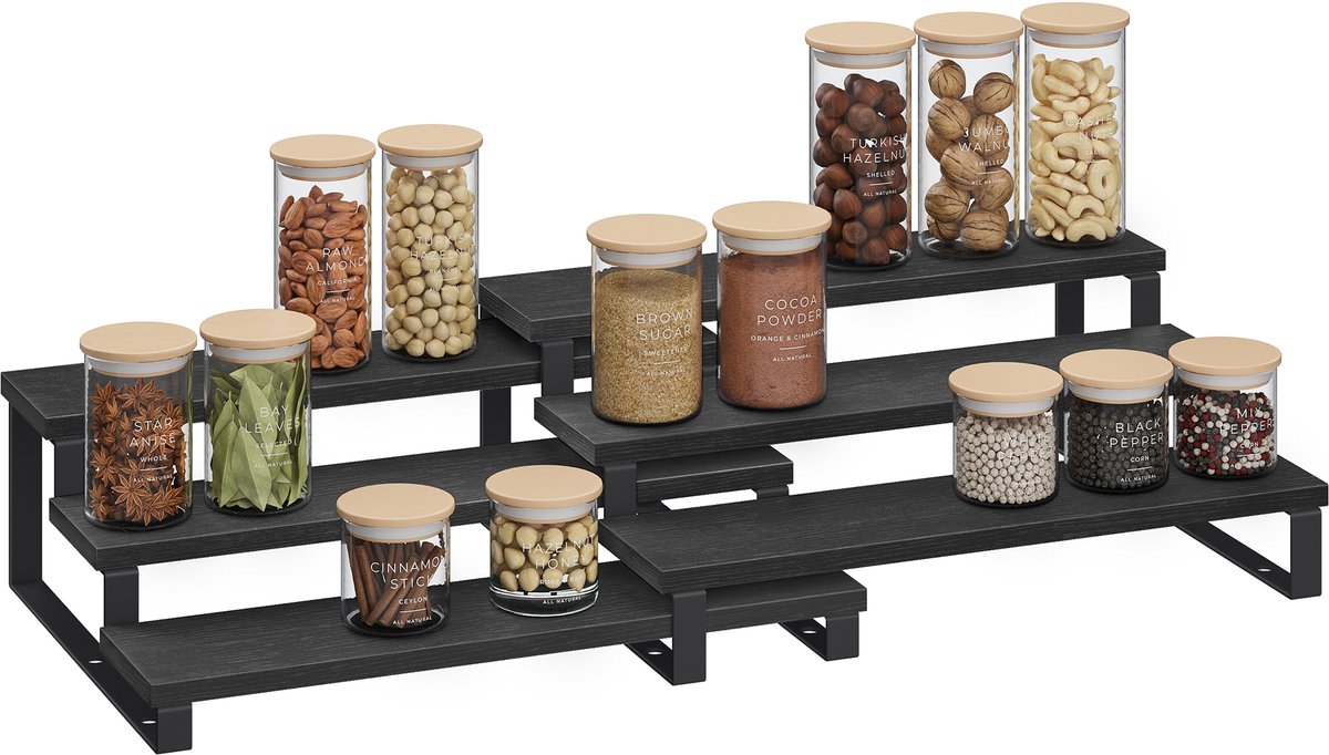 SONGMICS - Kruidenrek - Kruidenrek Organizer - 2-Delig Set - Uittrekbaar en Stapelbaar - Voor Keuken en Aanrecht