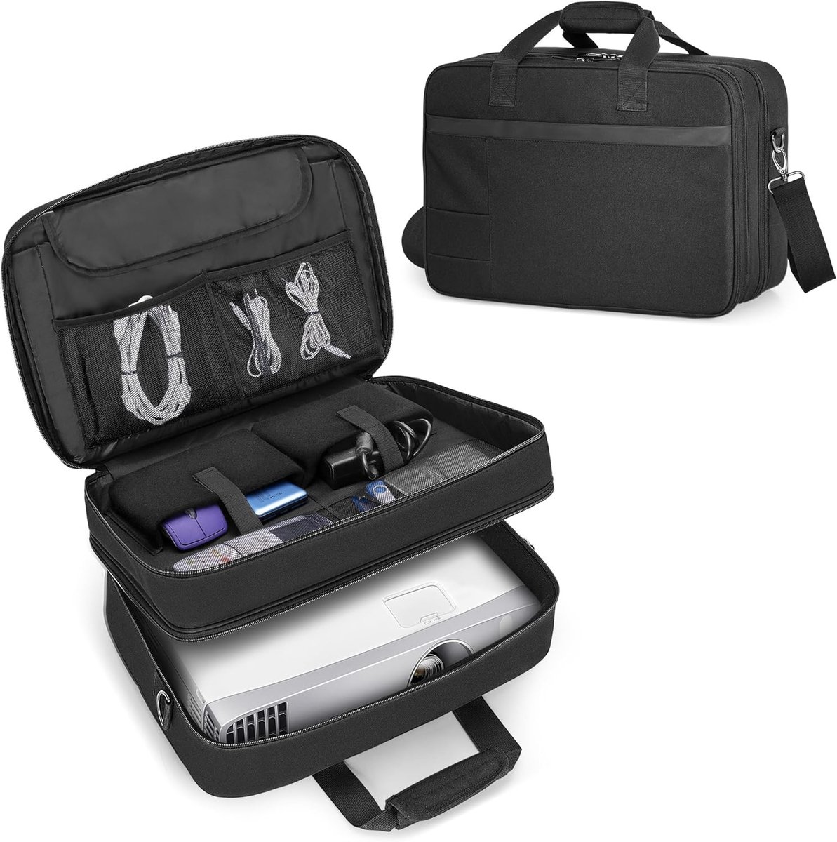 Projectortas - Beamertas Laptopvak - Veilig Transport - Ruim Interieur - 36x27x13 cm - Zwart