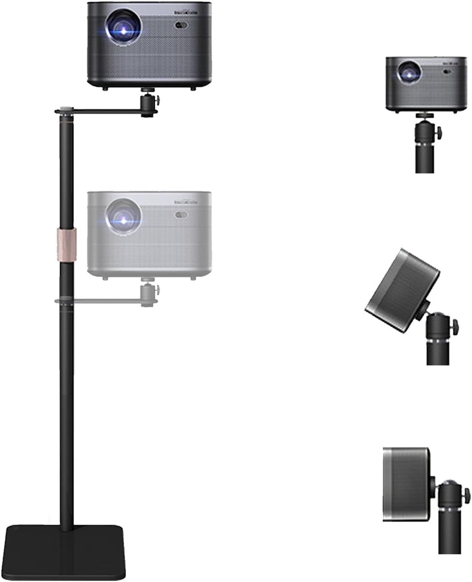 Beamerstandaard - Projectorhouder Vloer - Thuisbioscoop Inrichten - 360 Graden Draaibaar - 85-130 cm - Zwart