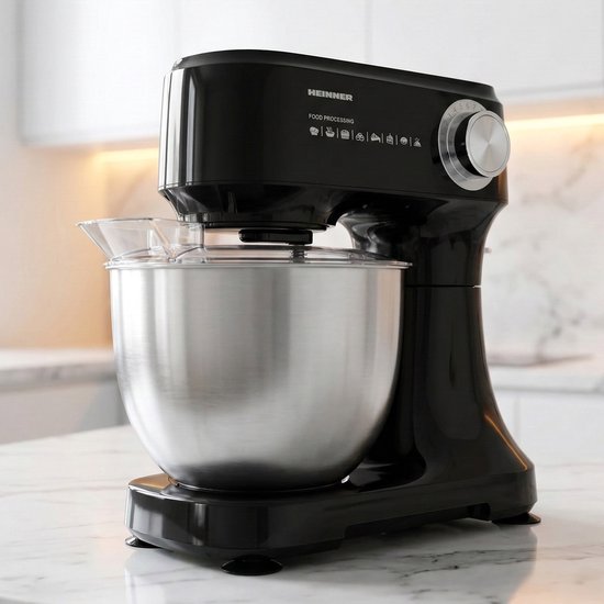 Heinner HPM-D750BK - Planetaire Mixer - 3,5 L - 600 W - 12 snelheden - RVS Mengkom - Pulsefunctie - Zwart van Heinner — afbeelding 2