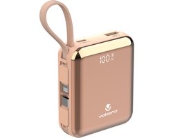 Volkano Solace - Powerbank 10000 mAh Ingebouwde Kabels - Powerbank - USB A, USB C en Lightning - Rosé Goud