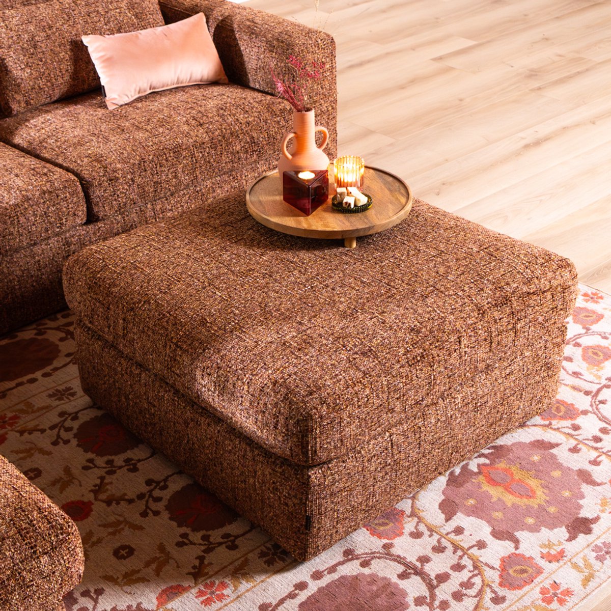 Bronx71® Hocker Kyle chenille rood