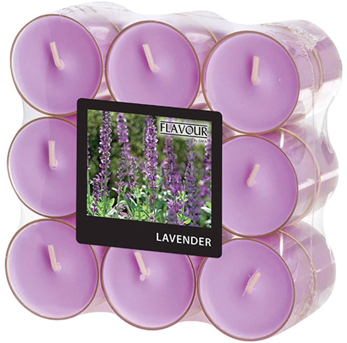 6x 18 GALA Geurkaars Ø 38 mm · 24 mm violet - Lavendel in behuizing van polycarbonaat