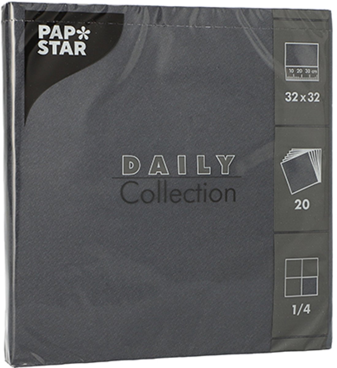 15x 20 Servetten DAILY Collection 1/4 vouw 32 cm x 32 cm zwart