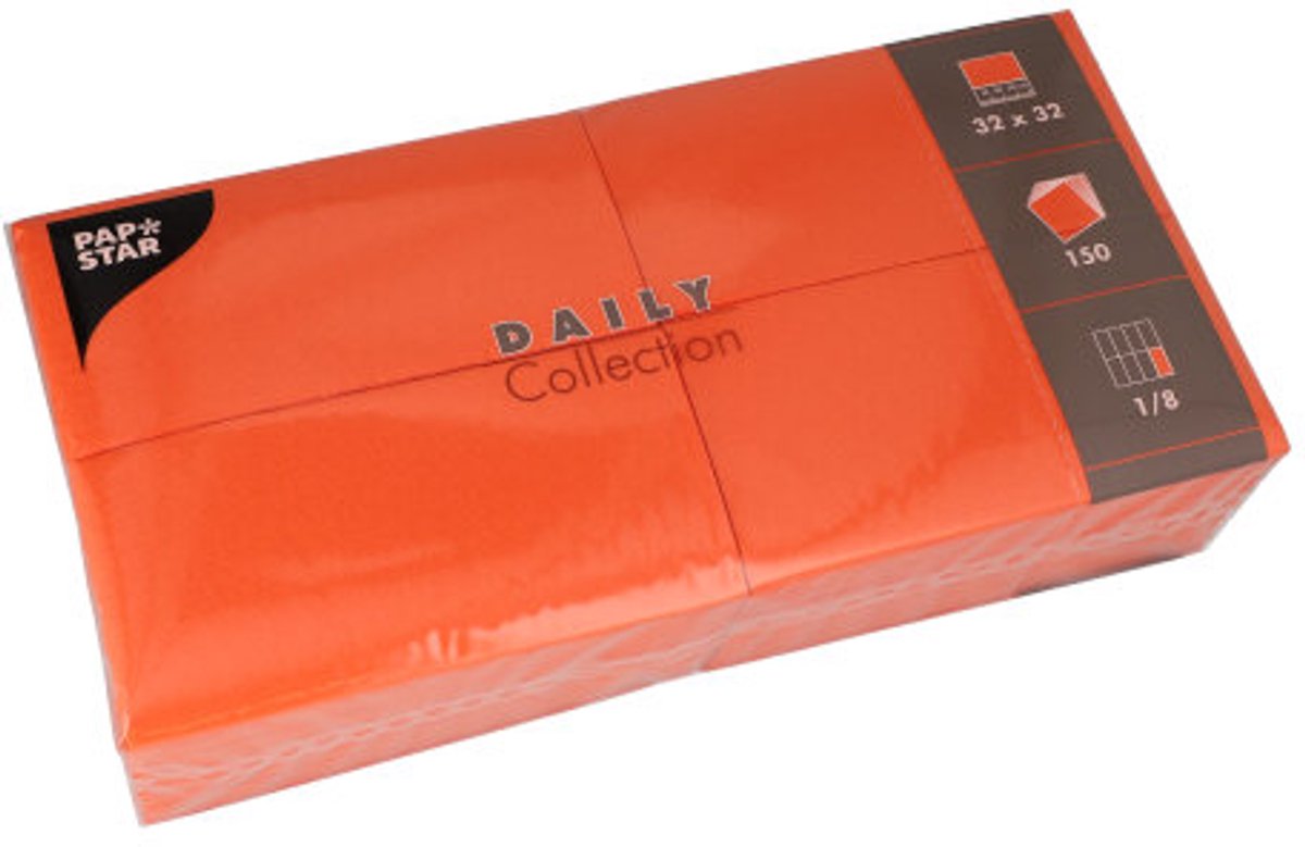 6x 150 Servetten DAILY Collection 1/8 vouw 32 cm x 32 cm nectarine