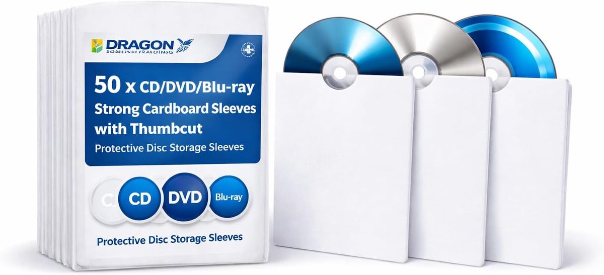 CD DVD Hoezen - Media Opslag - Bescherming Muziek - Stevig Karton - 50 Stuks - Wit
