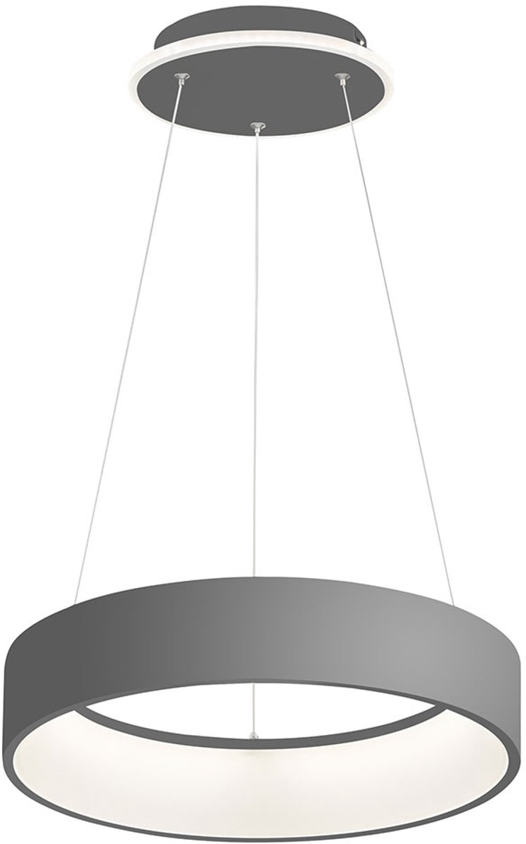 Hanglamp grijs Hanglamp dimbaar Eettafelverlichting LED, in hoogte verstelbaar, metaalgrijs, 31,5W 2500Lm warm wit, DxH 45 x 150 cm Wofi 11488