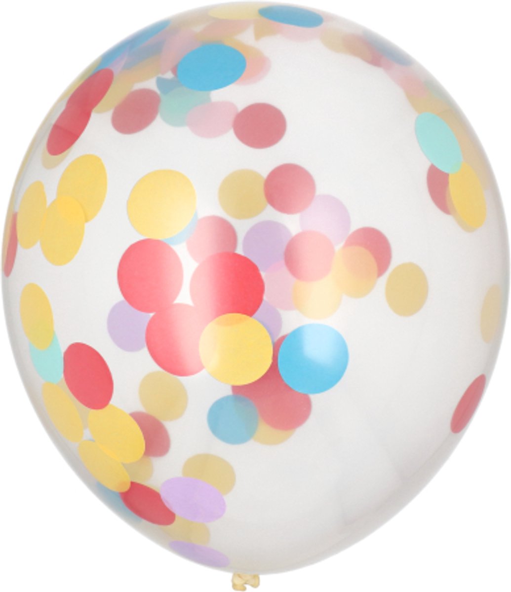 12x 6 Ballonnen Ø 29 cm met kleurrijk confetti