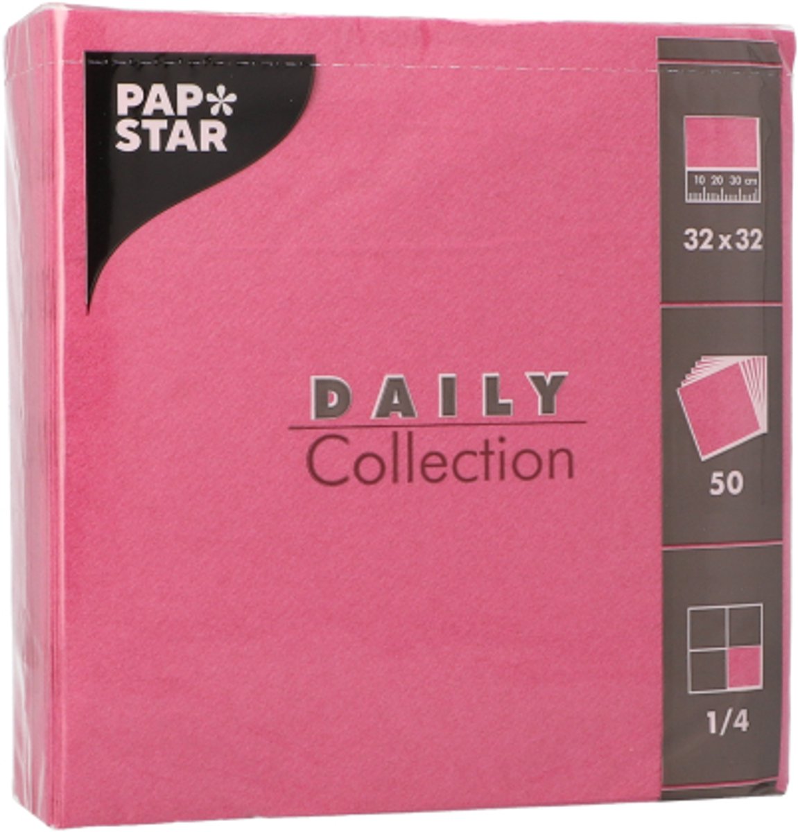 14x 50 Servetten DAILY Collection 1/4 vouw 32 cm x 32 cm fuchsia