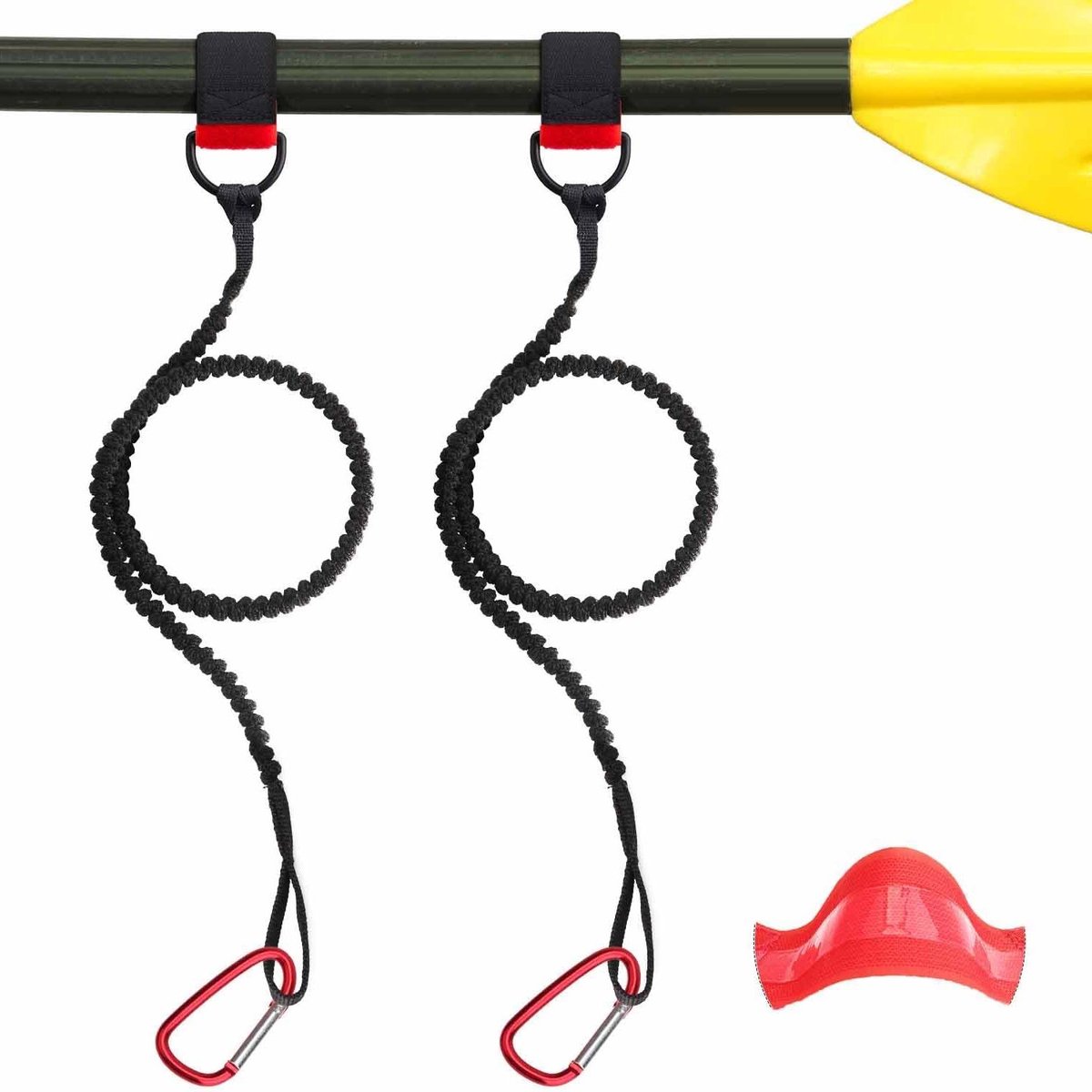 Boncas Paddle Leash Stretchy Kayak Paddle Coiled Strap for Kayak and SUP Paddles, Fishing Sticks Fishing Rods 2 Pack