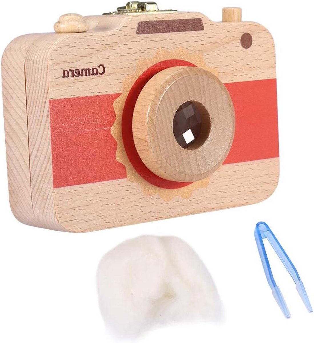 Houten Bewaardoos - Melktandjes Doosje - Herinneringen Bewaren - Stevig Hout - 14x10x4cm - Rood