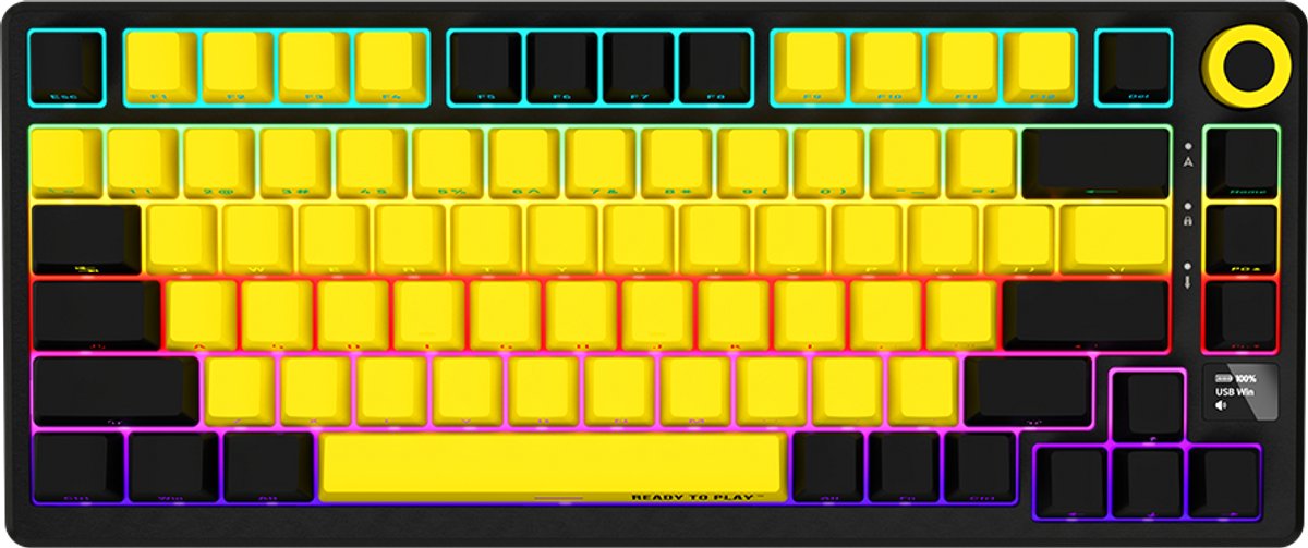 Lorgar Pro Serie - Draadloos Gaming Toetsenbord - 75% Mechanisch - Czarno Żółta - EN indeling
