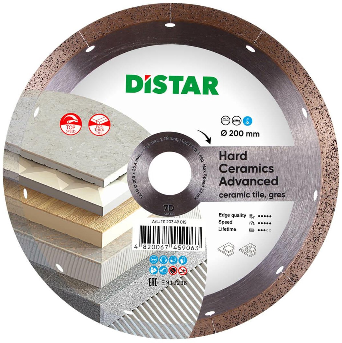 Distar Hard Ceramics Advanced - Diamantschijf - 200mm - Industriële Klasse 7D - Voor Natte Snede
