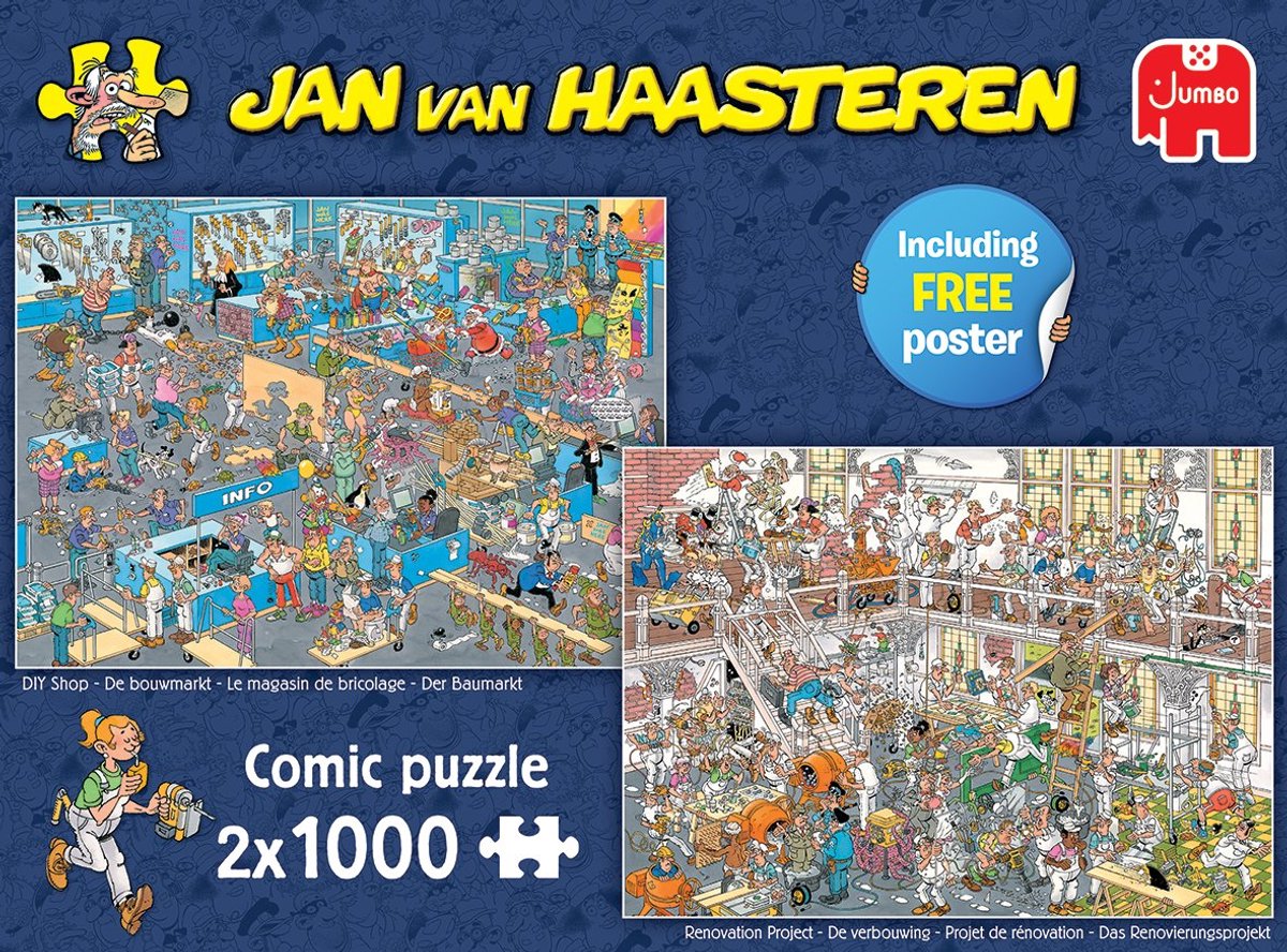 Jan van Haasteren - De Verbouwing & De Bouwmarkt - 2X1000 stukjes puzzel - Legpuzzel — afbeelding 6